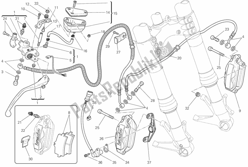 Todas las partes para Sistema De Freno Delantero de Ducati Streetfighter S USA 1100 2013
